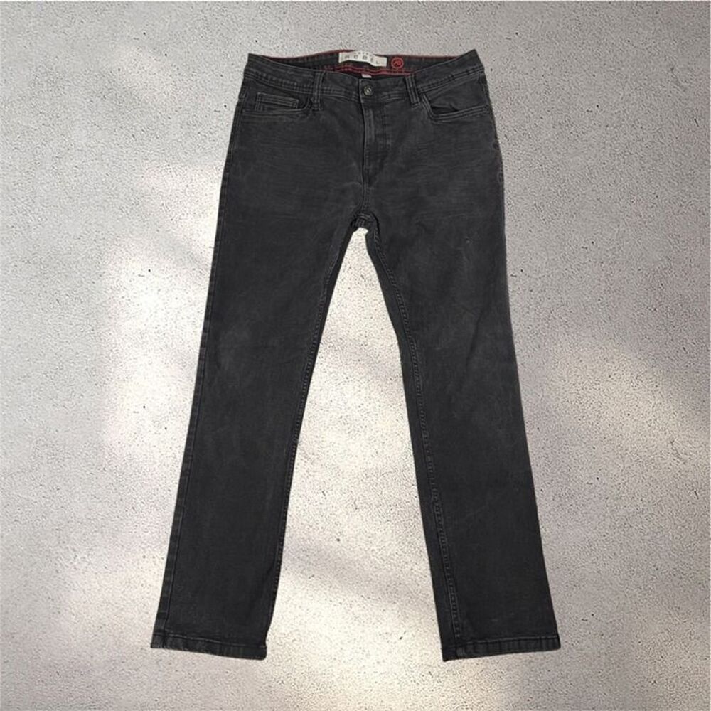 Artful Rebel Black Wash Straight Leg Jeans 34x30 Stretch Denim Grunge Streetwear